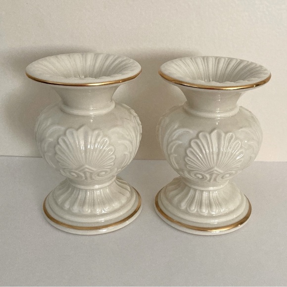 Vintage Lenox Athenian Candlesticks  Porcelain Gold Trimmed - Picture 2 of 6